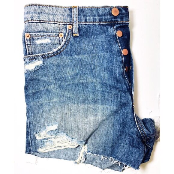 Modern American Womens High Rise Distressed Button Fly Jean Shorts Sz 29 New - Picture 6 of 7